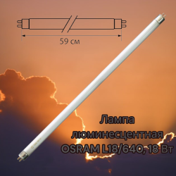 Лампа люминесцентная OSRAM L18/640, 18 Вт, цоколь G13, в виде трубки (59 см.), теплый свет